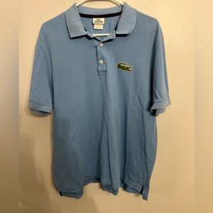 Lacoste Light Blue‎ Polo Shirt Large Gator Logo Accents Size 7  XXL 2XL